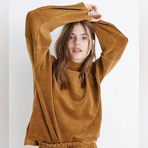 Madewell Texture & Thread Velour Corduroy Mockneck Top size XS